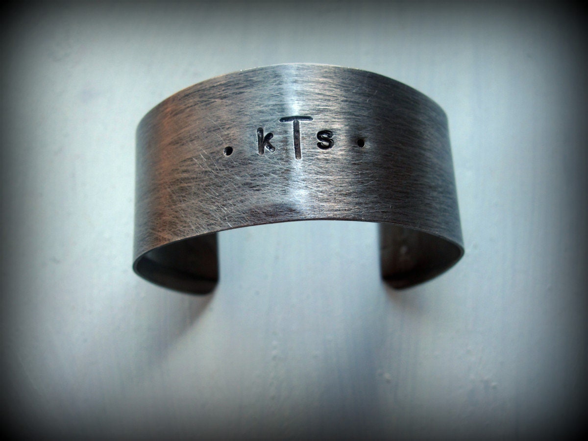 hand Stamped Jewelry Rustic Aluminum 1 1/2 inch Cuff