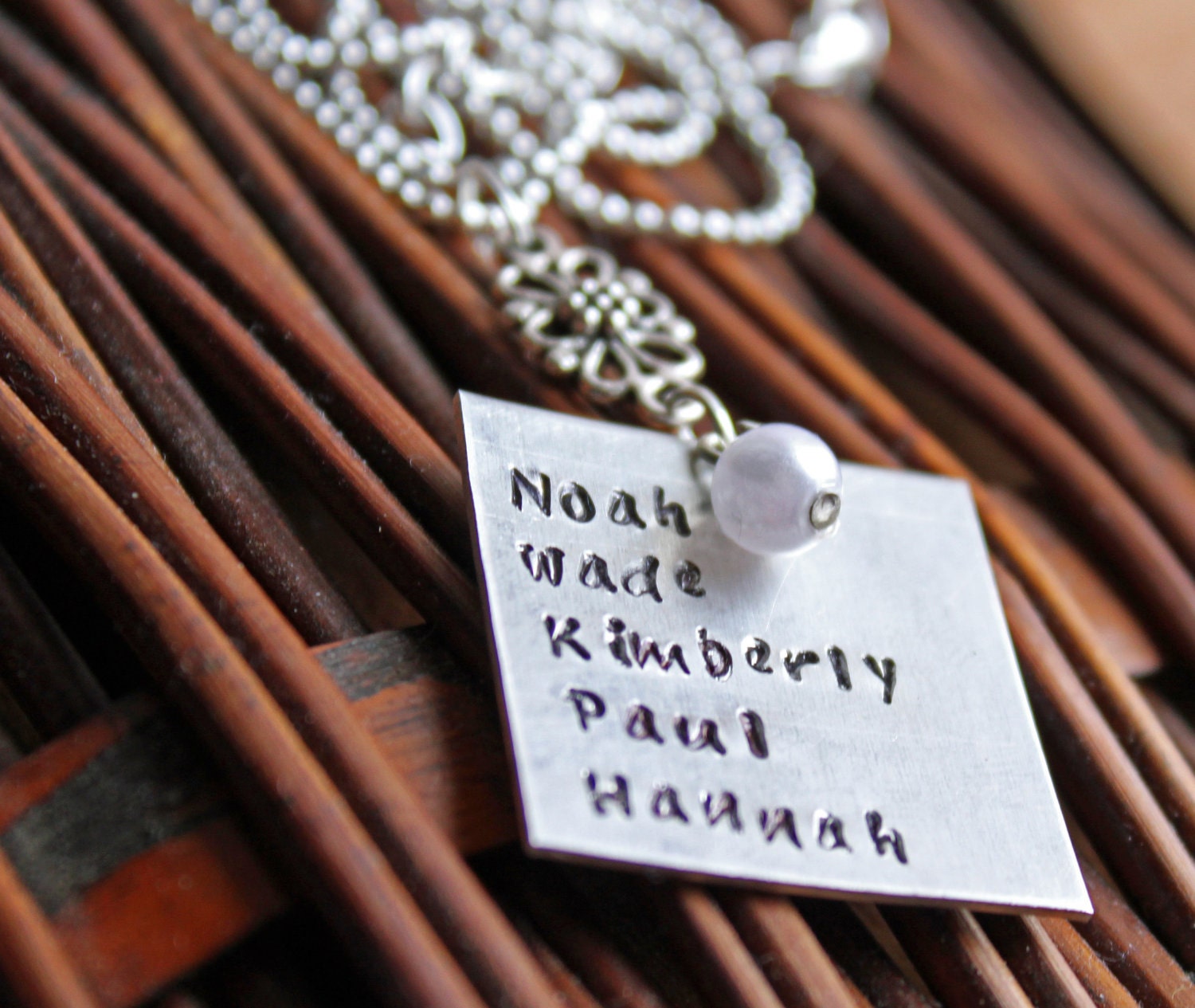 Hand Stamped Jewelry- Square Hand Stamped Necklace-  Persoalized Jewelry - custom quote necklace- 40% off