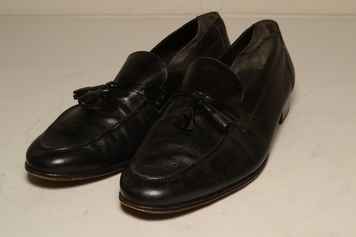 Black Leather Bally Tassel Loafer Men Size 10