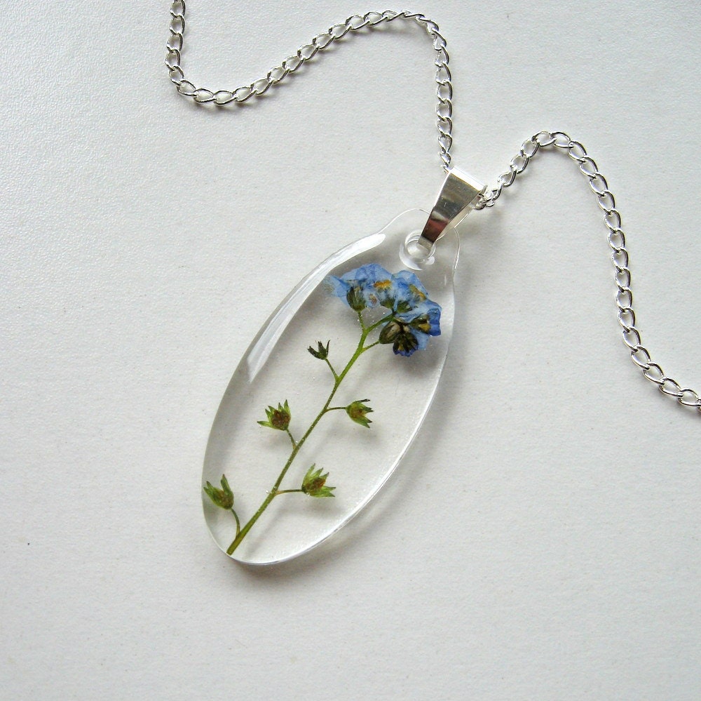 Forget Me Not - Real Flower Garden Necklace