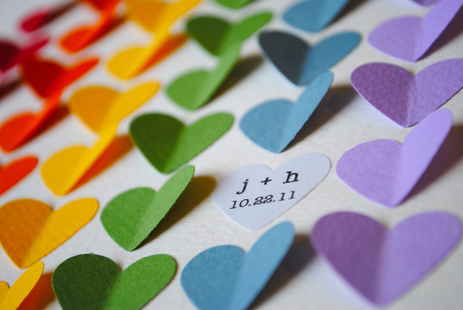 Wedding Guest Book Alternative - 3D Wedding Hearts - RAINBOW - XS - For up to 60 guests (includes frame, instruction card & pen)
