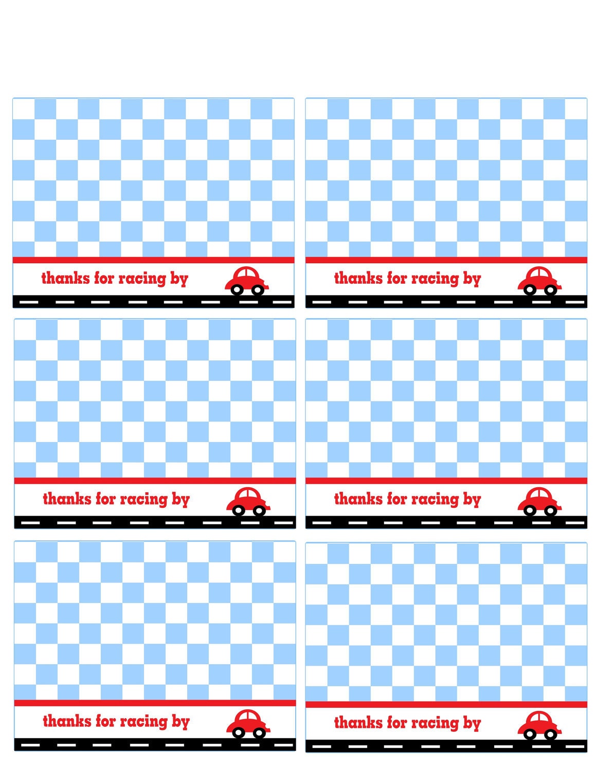 Printable Little Red Car Treat Bag Toppers