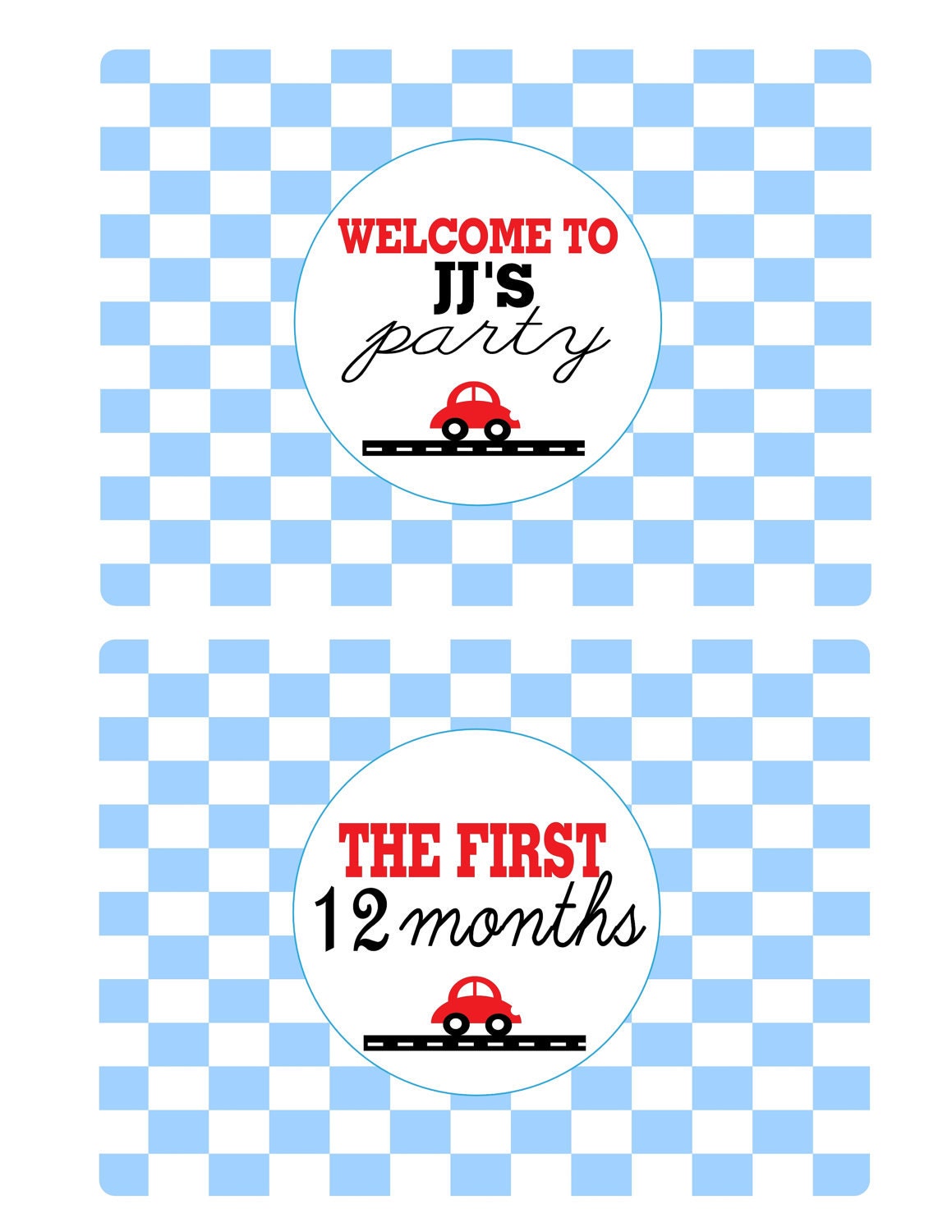 Printable Little Red Car Party Signs