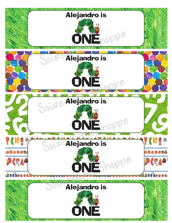 Custom Printable Hungry Caterpillar Birthday Theme Party Water Bottle Wrappers
