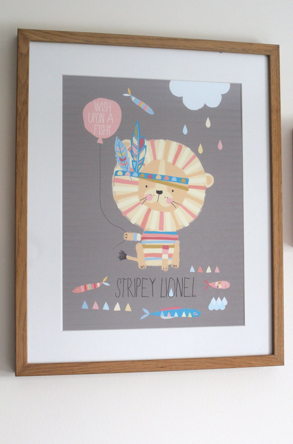 Personalised Little Lion Nursery/ Childrens Print - size A3