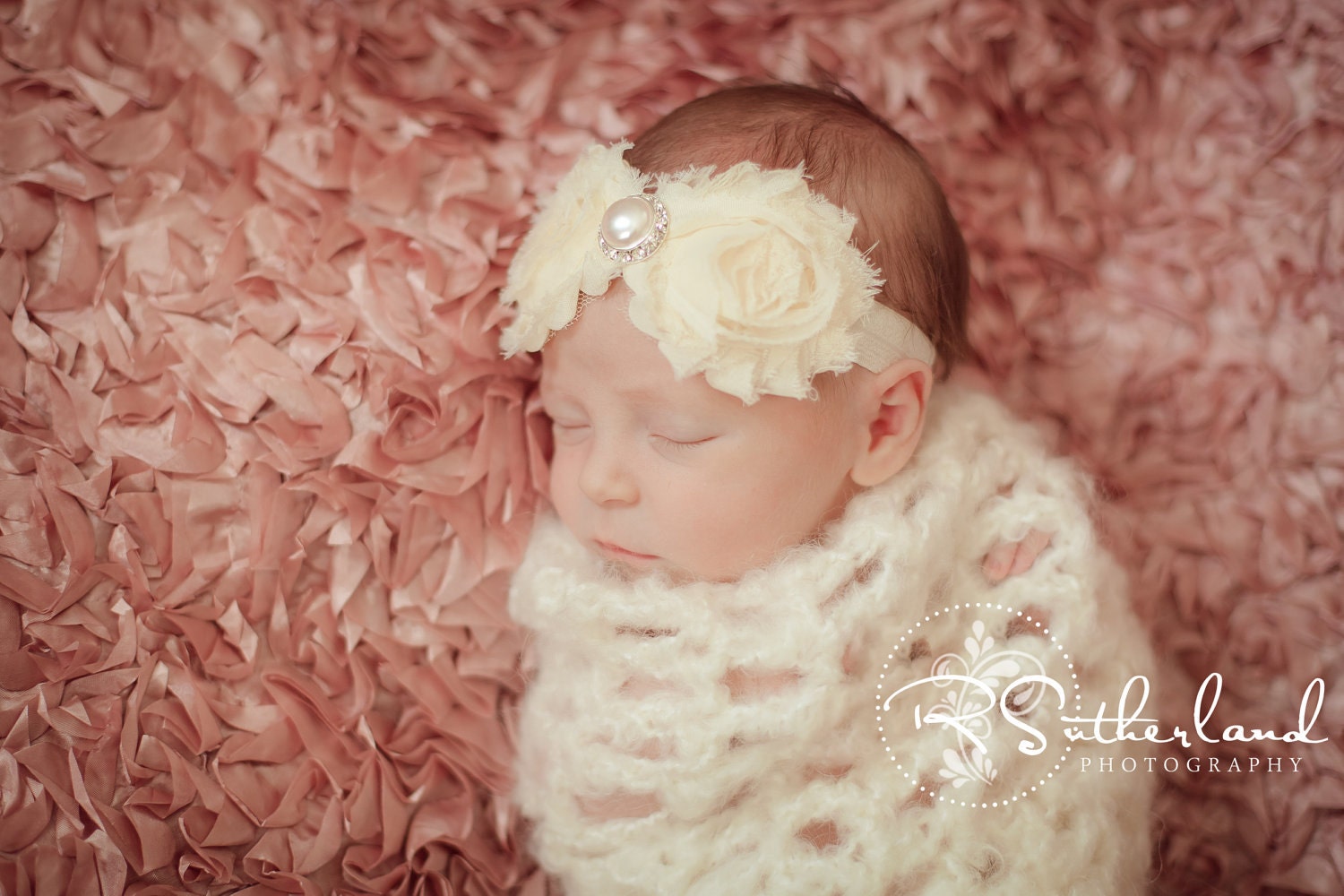 Angel Hair Wrap- Crochet Photo Prop Swaddler- Scraps Wraps-Sheeps Cream-7x37/Cream/Off White