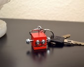 Red Robot Key Ring Key Chain Accessory, Functional Art