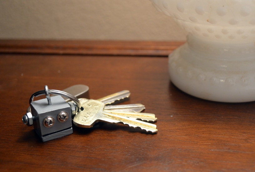 Robot Key Chain, Gray Functional Art