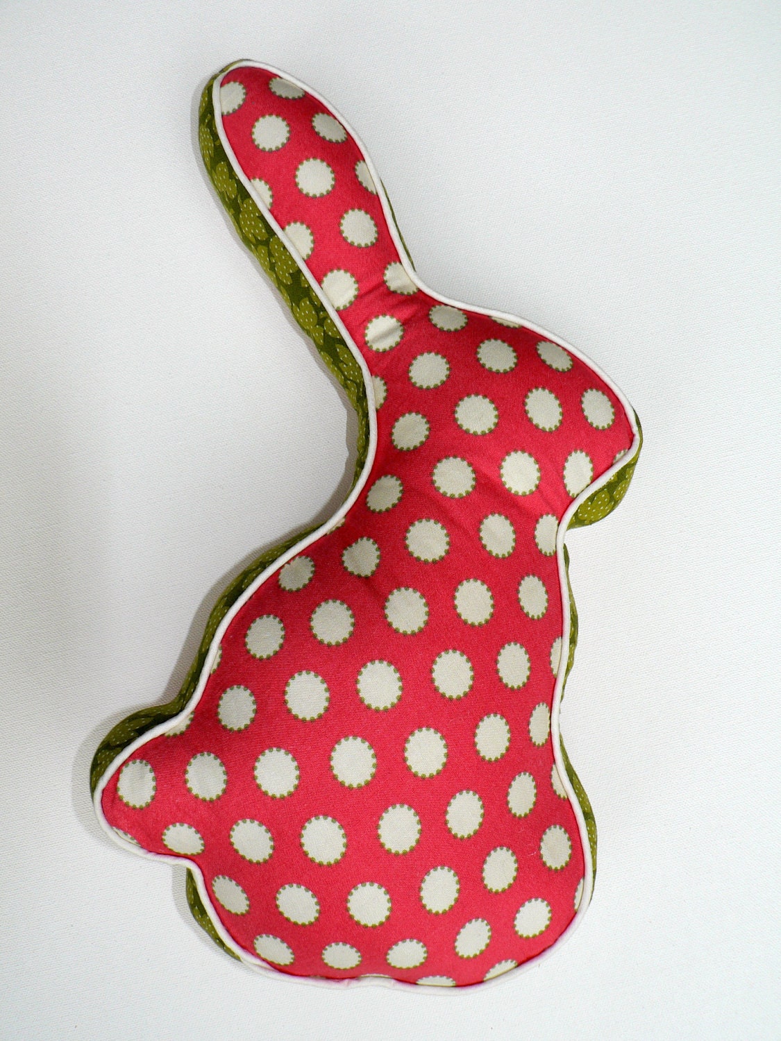 Bunny Pillow in Pink White and Green