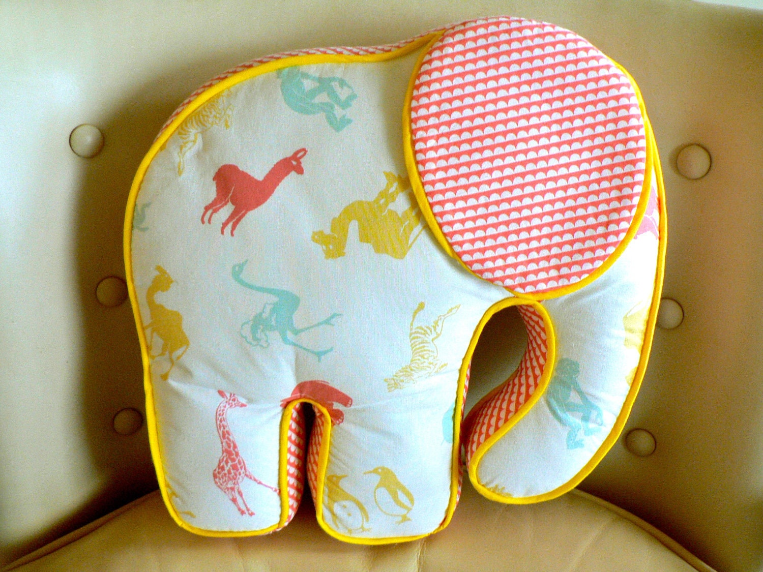 Elephant Pillow Pastel White