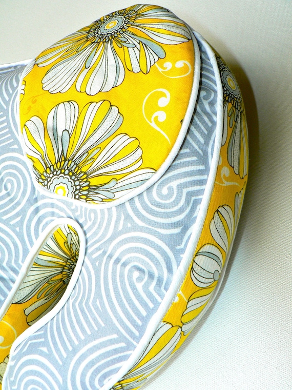 Elephant Pillow Grey with Yellow Daisy