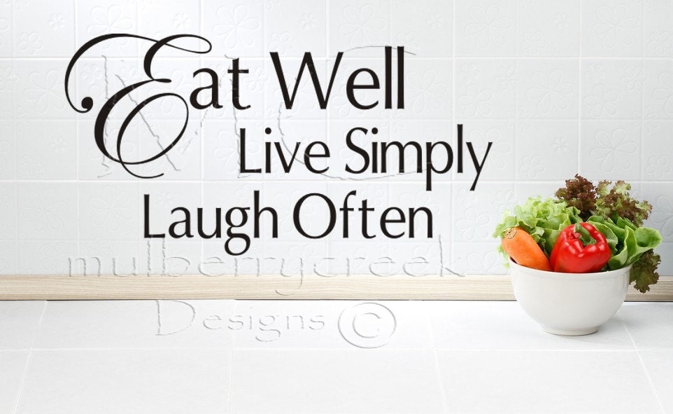Kitchen Wall Decal Vinyl Quote Eat Well Live by MulberryCreek