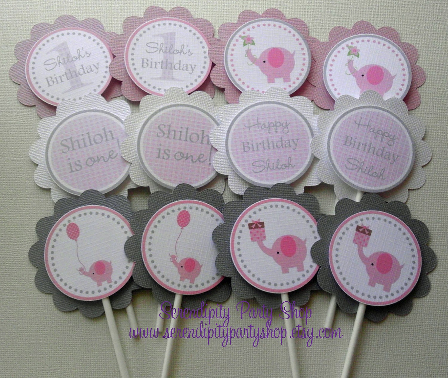 Baby Girl Elephant Cupcake Toppers Il_170x135