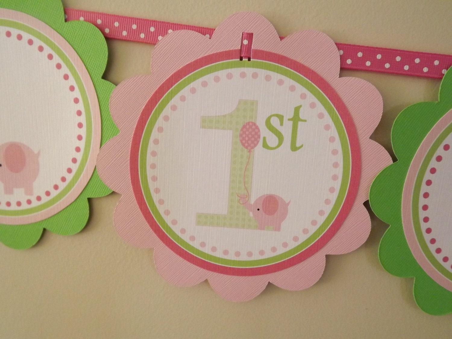 NEW....Pink and Green Elephant Collection: Word Banner Il_170x135