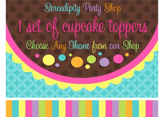 1 Set of Cupcake Toppers- Choose Any Theme in our Shop/Made to Match Any Theme Il_570xn
