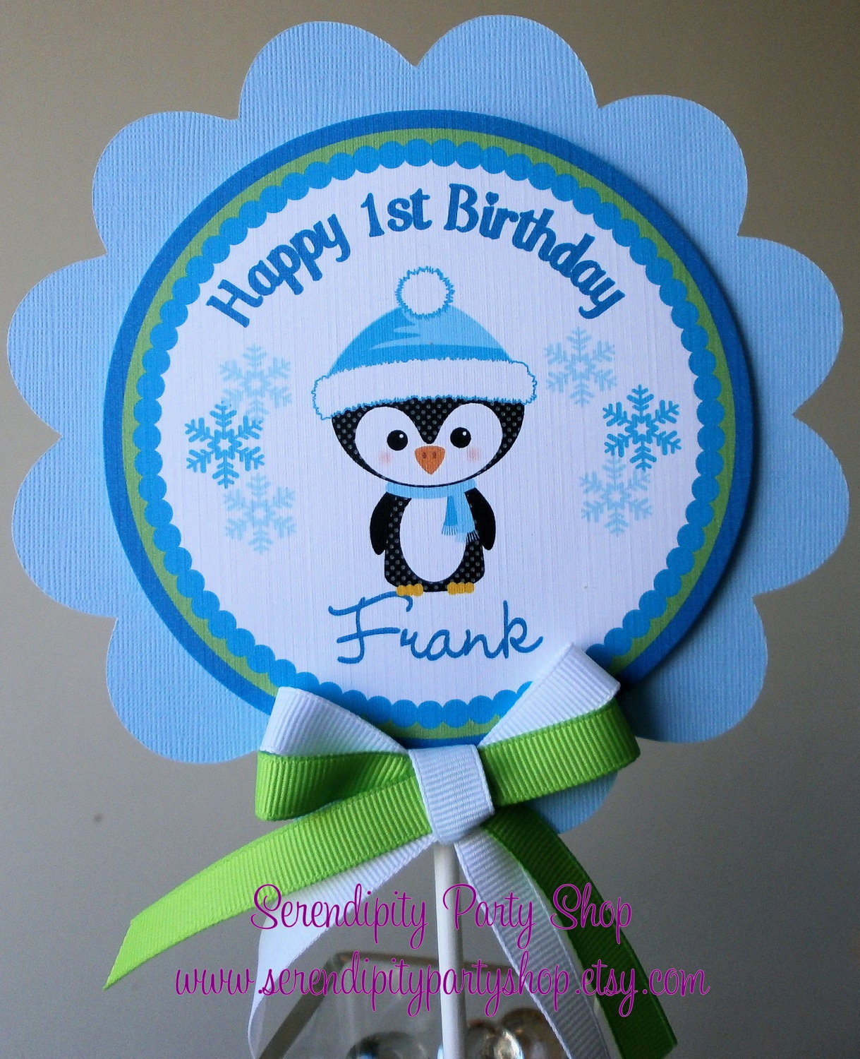 Green Blue Penguin Smash Cake Topper Il_570xn