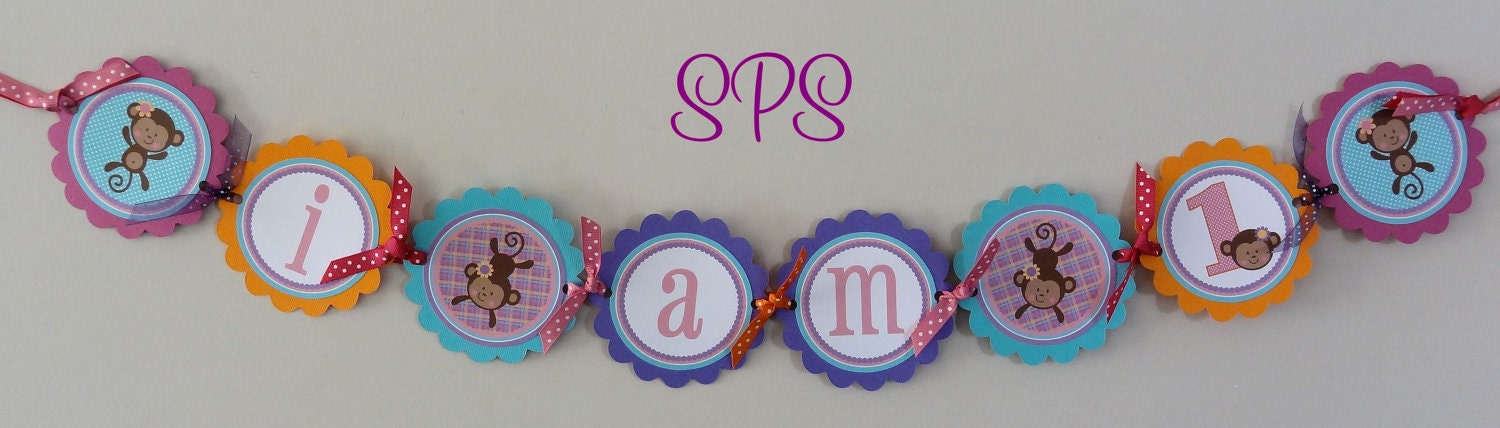 Lil Monkey High Chair Banner -I am 1 Banner - High Chair Bunting - Monkey - Monkey Banner -Monkey 1st Birthday Il_570xn