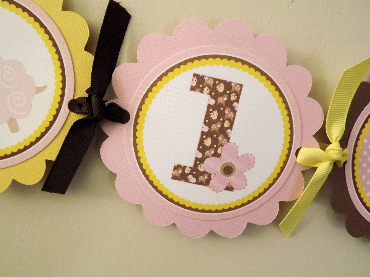 Pink and Yellow Girly Farm Collection: High Chair Banner Il_570xn