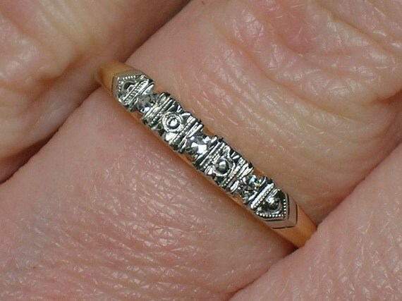 c1940s Vintage Keepsake Diamond Wedding Band by AuldBaubles