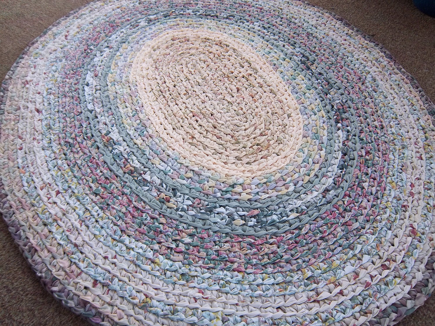 Repurposed OVAL 4 foot Crocheted Rag Rug