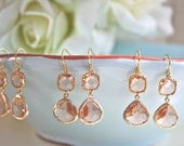 Bridesmaid Earrings, Dangle Earrings Gold Champagne, Set of 3, Bridesmaid Gifts, Bridesmaid Jewelry