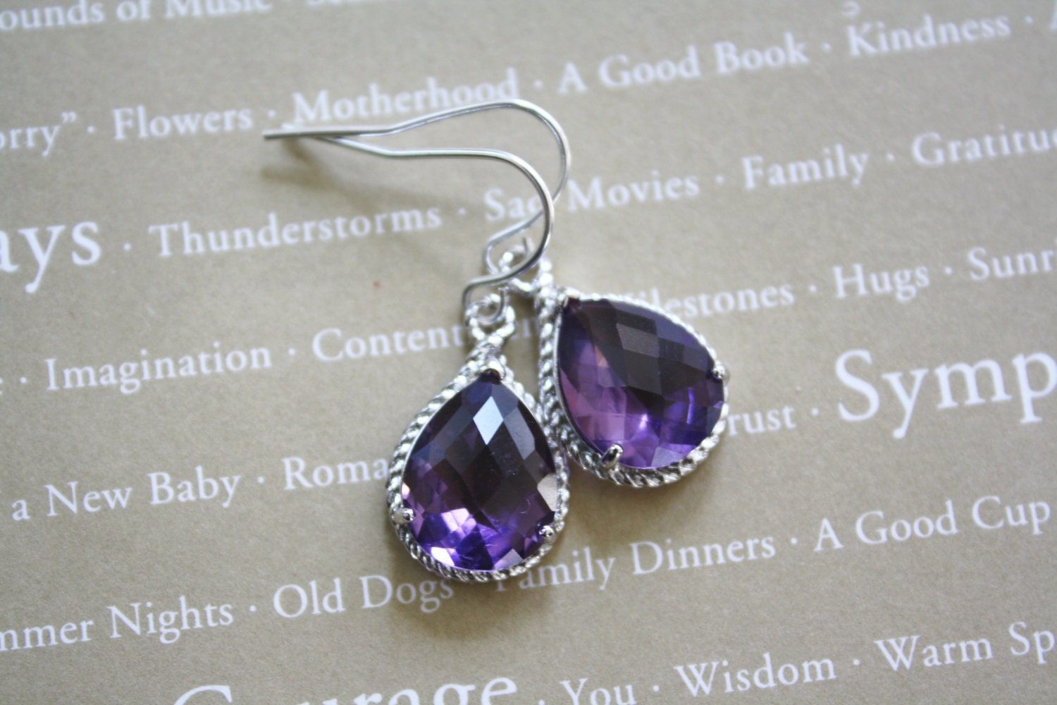 Amethyst Drop Earrings, Bridesmaids Earrings, Bridal Earrings, Everyday Earrings