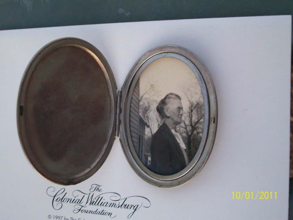 Price REDUCED//Antique Mans Watch Fob Photo Locket With Old Period Woman Photo / Kansas