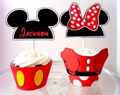Mickey Mouse and Minnie Mouse Digital Party Cupcake Wrappers and Toppers Il_170x135