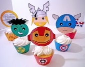 Avengers Superhero  Digital Printable Party Cupcake Wrappers and Toppers