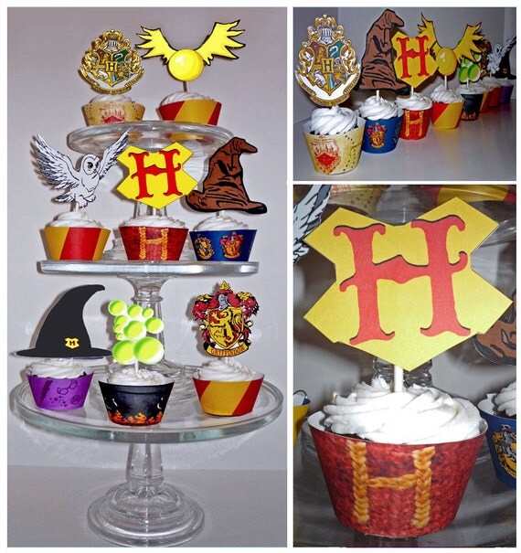 Harry Potter Inspired Printable Party Cupcake Wrappers and Toppers Il_570xn