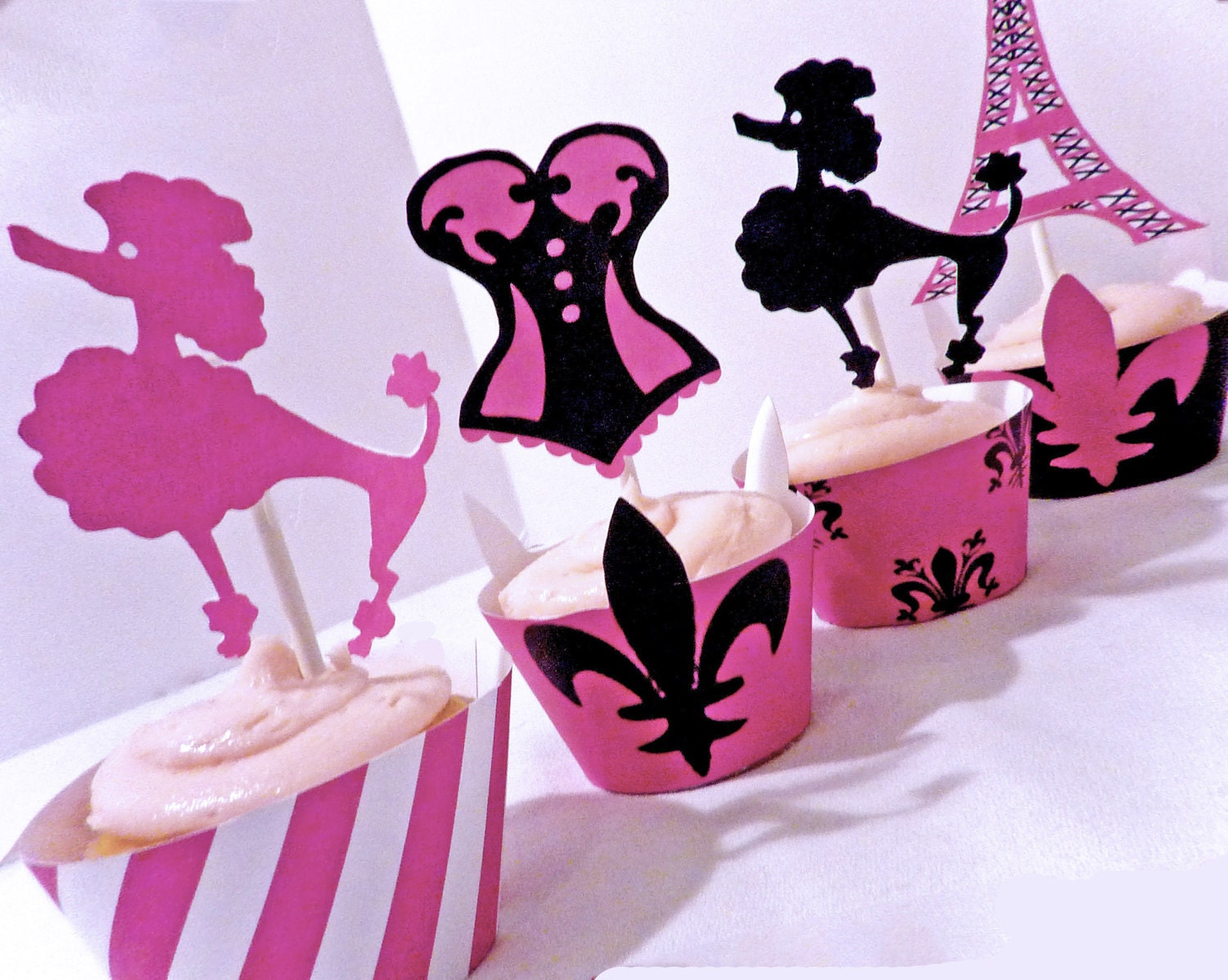 Paris Party Collection Cupcake Toppers And Wrappers Il_570xn