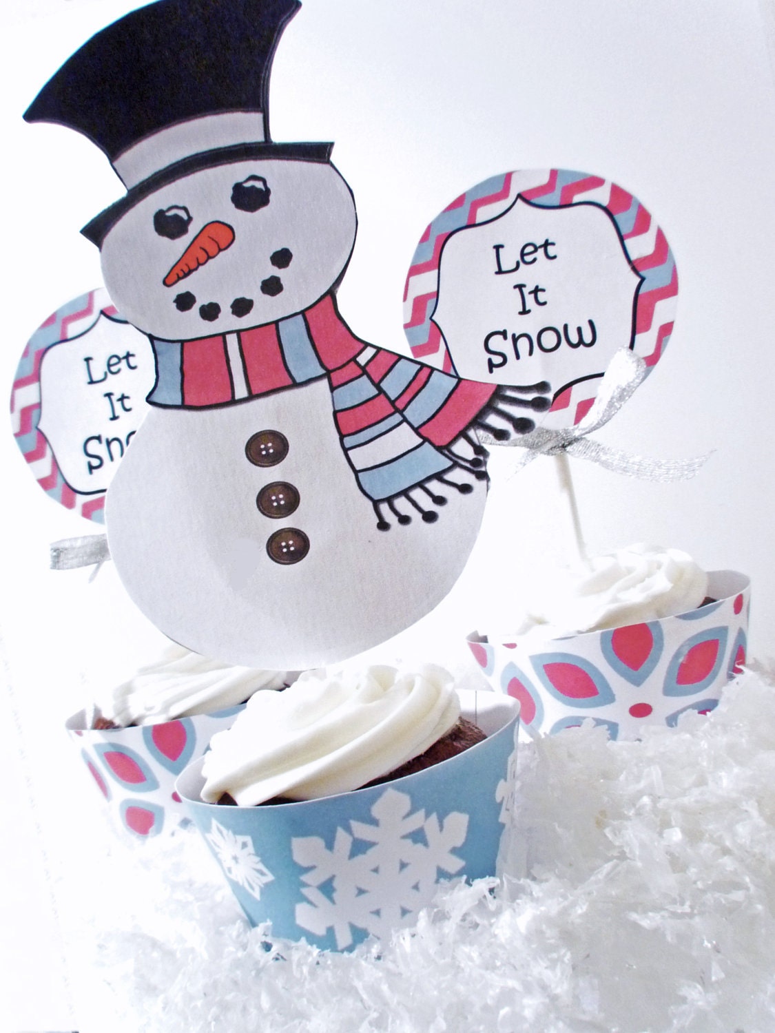 Christmas Printable Snowman Cupcake Toppers and Wrappers Il_570xn