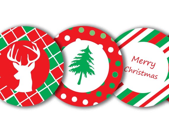 DIY Printable Classic Christmas Party Circles Cupcake Toppers Il_570xn