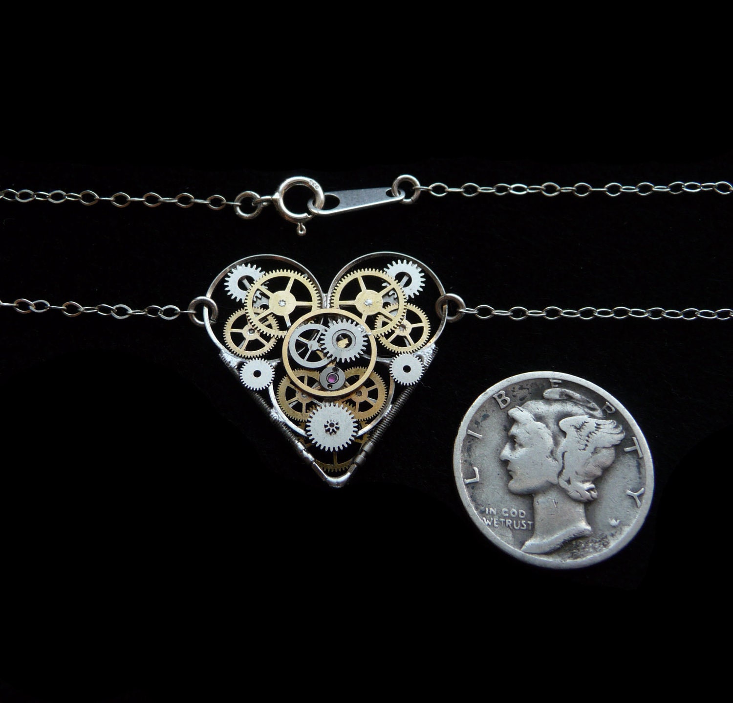Clockwork Heart Necklace "Amore" Elegant Industrial Heart Clockwork Necklace Mechanical Love Choker Sculpture by A Mechanical Mind