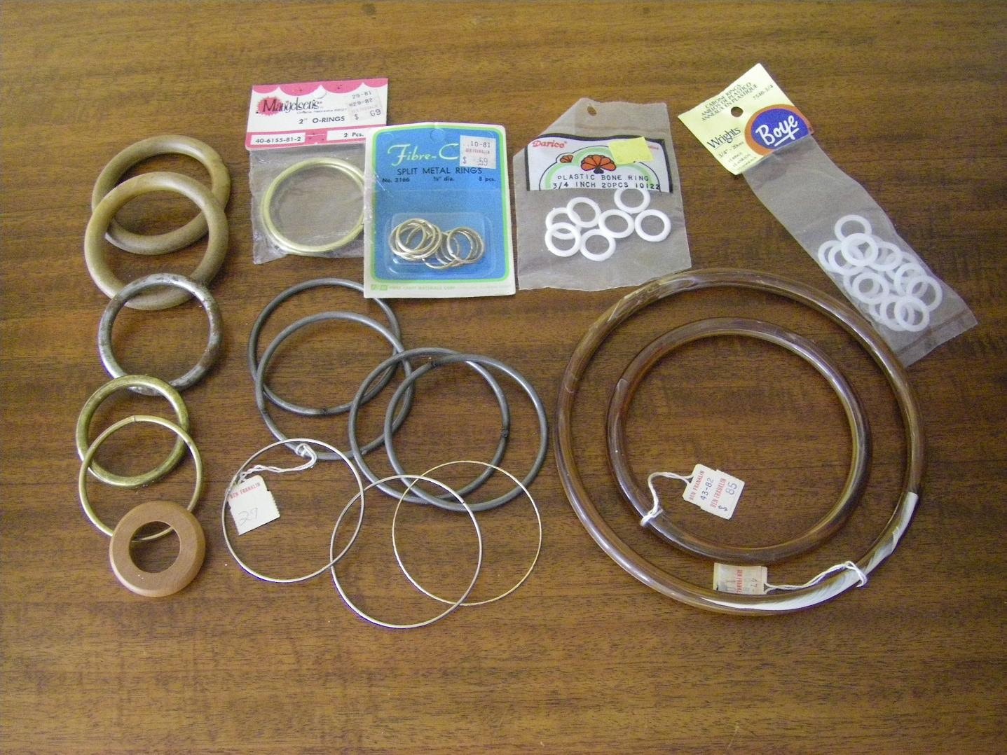 Items similar to Craft Rings, Large Lot, Cabone, Metal, Plastic, Bone