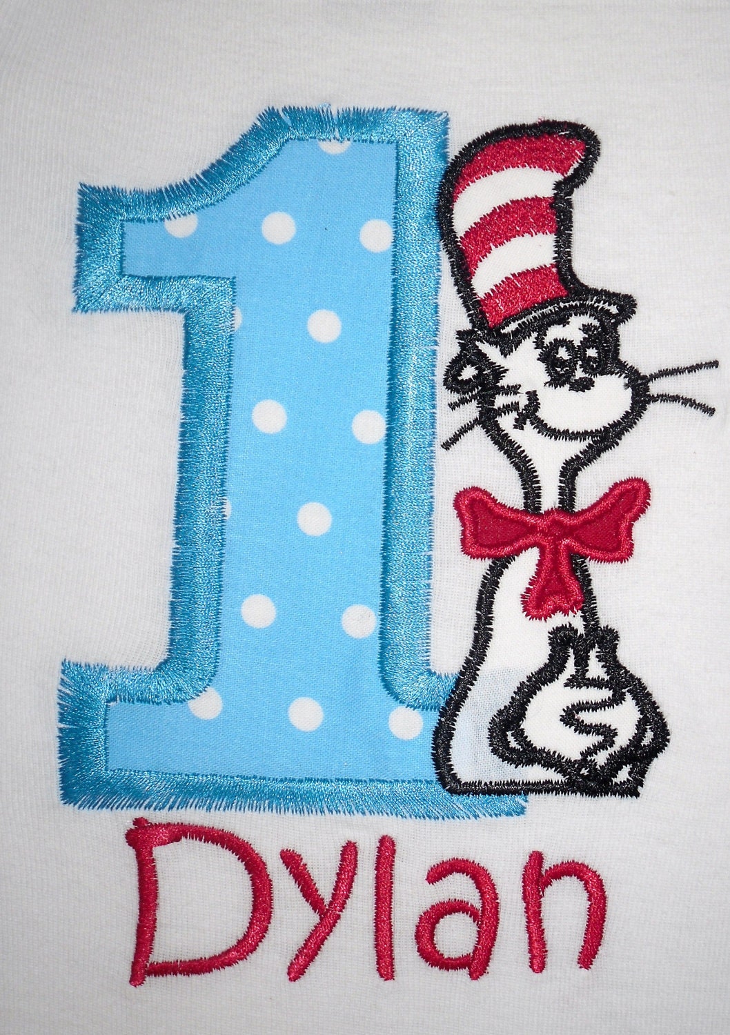 Custom Boutique Cat in the Hat Birthday Applique t-shirt  - machine embroidered - personalized any number 1-9
