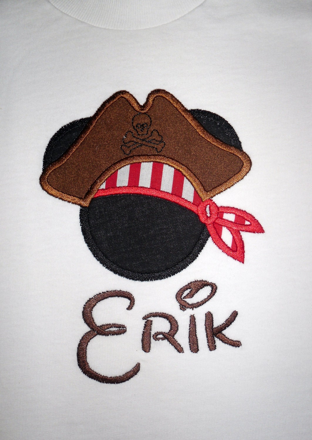 Mickey Mouse Pirate applique t shirt  - Personalized in Disney font your choice of colors  boy or girl