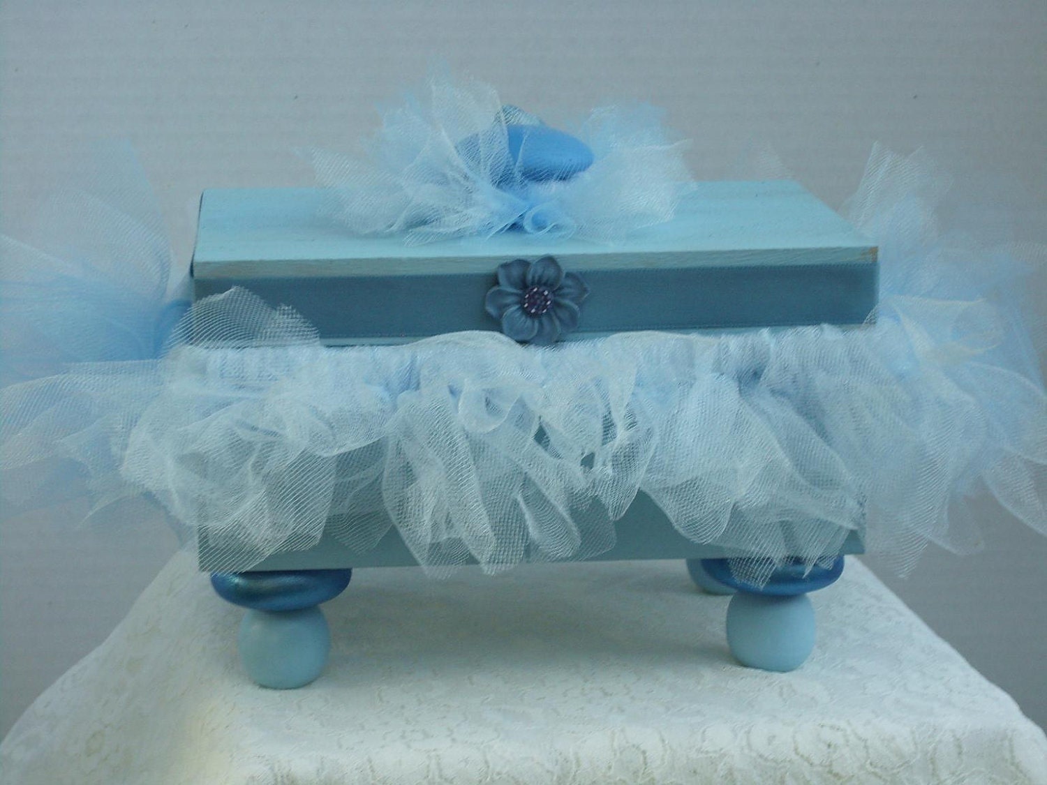 Decorative Box Jewelry Box Blue with Tutu