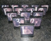 WEDDING TABLE NUMBERS-Set of 15 Personalized  Wedding Photo Blocks - Custom Table Numbers-Centerpieces-Place Cards  Photo Blocks
