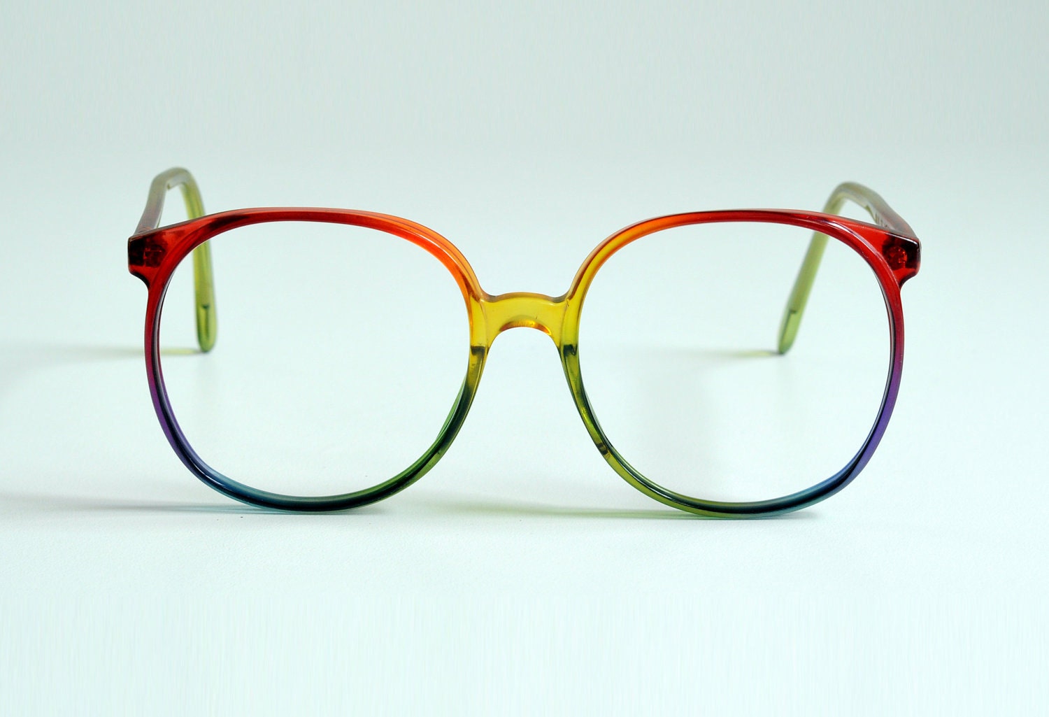 80s Oversized RAINBOW Glasses Round Plastic Eyeglasses Frames