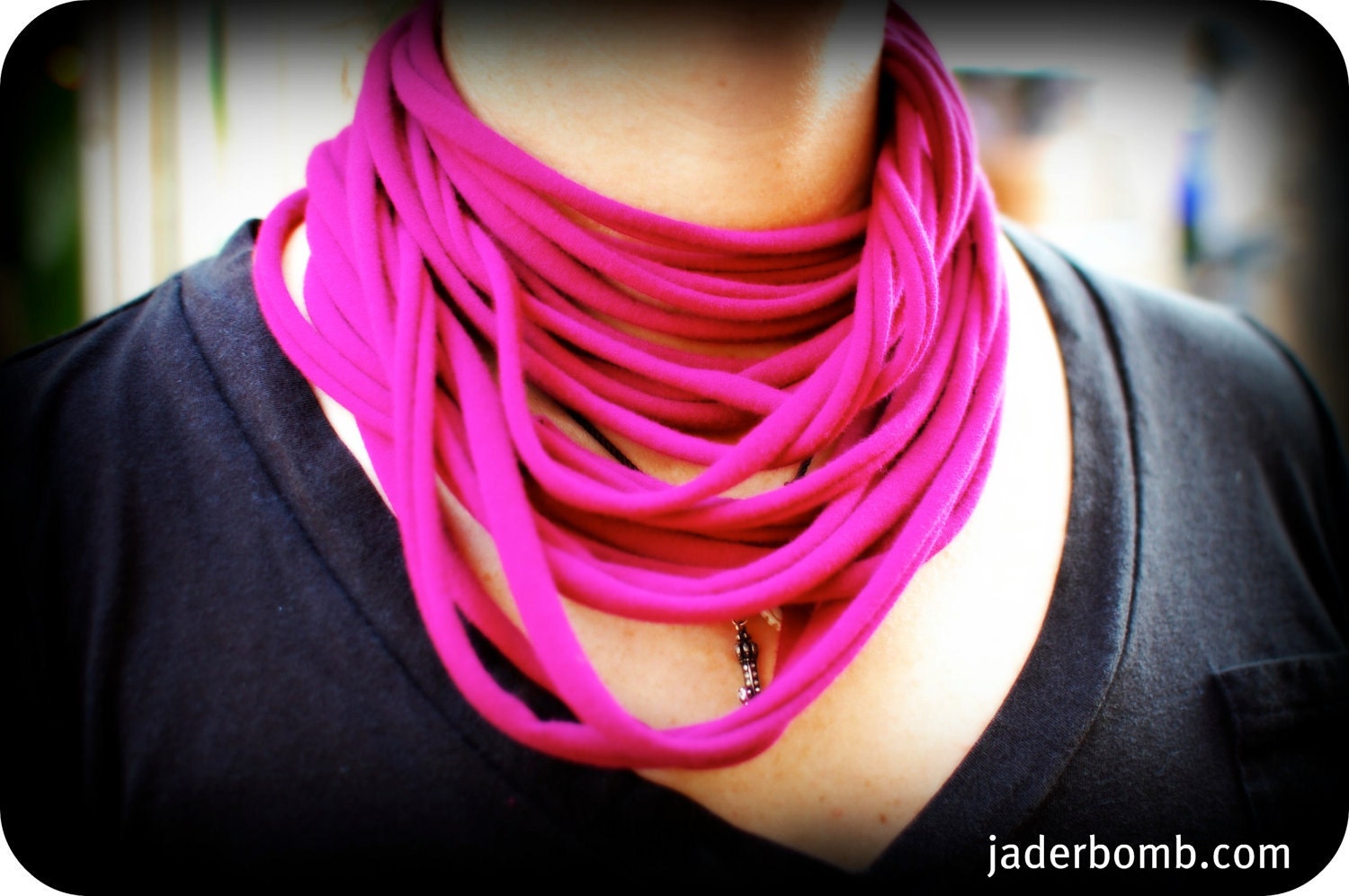 Recycled T-Shirt Necklace Scarf Necklace in Cotton Candy