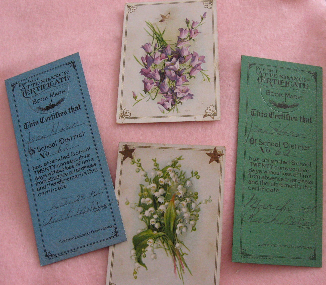 Attendance Awards from Teacher Circa 1906