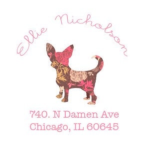 Personalized Pink Floral Chihuahua Return Address Labels- Set of 20