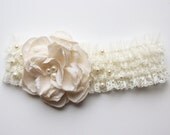 antique rose lace bridal garter with freshwater pearls