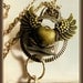 Green Necklace, Fashion Jewelry, Steampunk Fashion, Lock, Wings, Heart