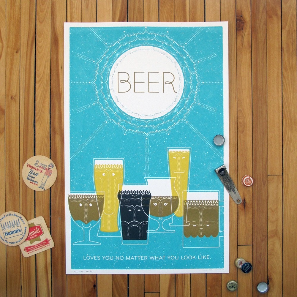 BEER LOVES YOU silkscreen print