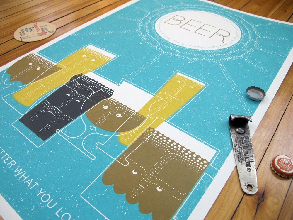 BEER LOVES YOU silkscreen print