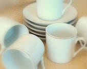 Vintage Demitasse Cups & Saucers.  5 Sets. PRICE REDUCTION. White Porcelain