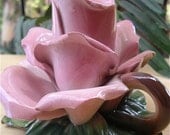 Vintage Rose Candleholder Flower CandleHolder Candle Stick Holder Shabby Candleholder Cottage Chic Candleholder Rose Ceramic Figurine