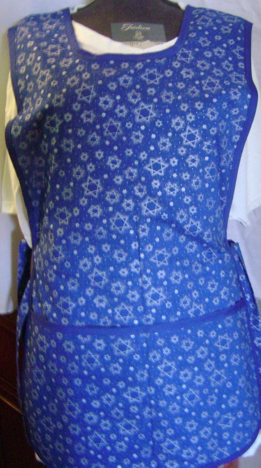 Cobbler Apron with Silver Stars on Blue (112) size Medium